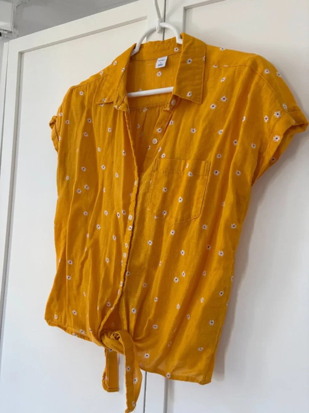 Old Navy linen blend blouse with waist tie (size M) - Picture 7 of 9